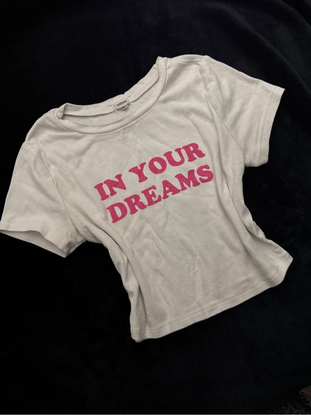 GARAGE “IN YOUR DREAMS” Crop Top Graphic Baby Tee